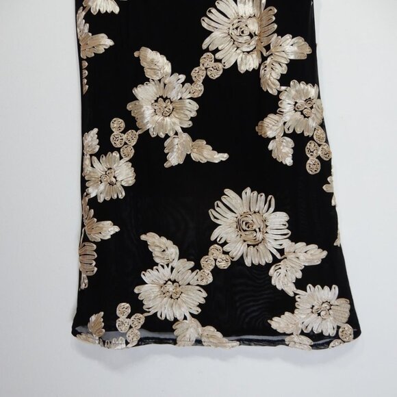 NIKKI LUND Vivica Floral Soutache Long SKIRT Size L Black Embroidery Stretch NEW - Picture 7 of 9